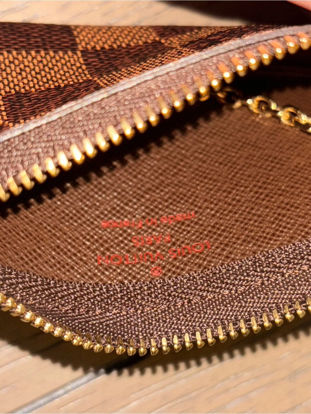 Louis Vuitton Brown Damier Key Pouch with Gold Hardware